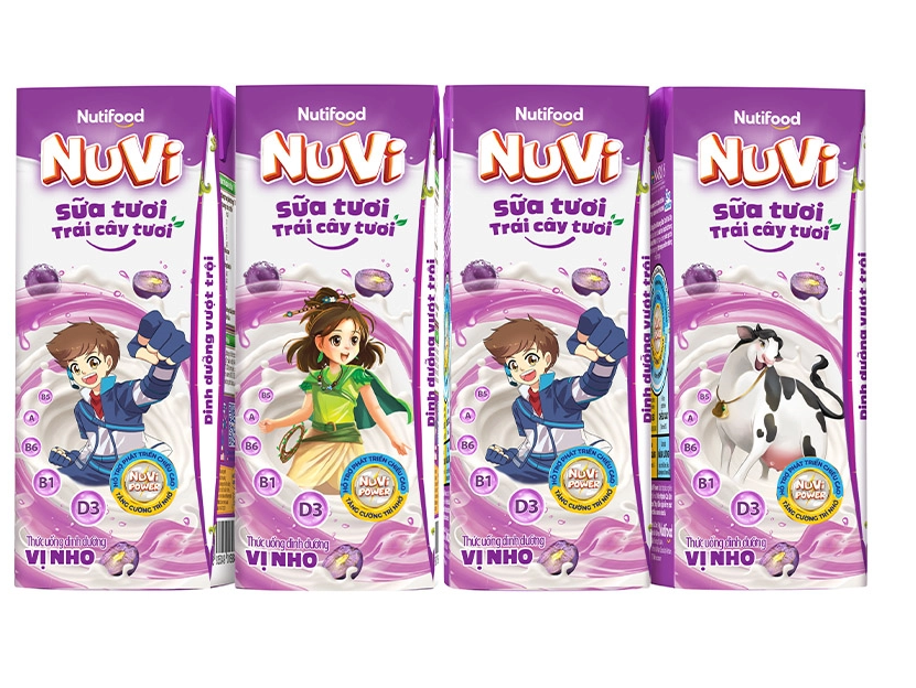 Thùng Nuvi Sữa Tươi Vị Nho 180ML (48 hộp x 180ml)