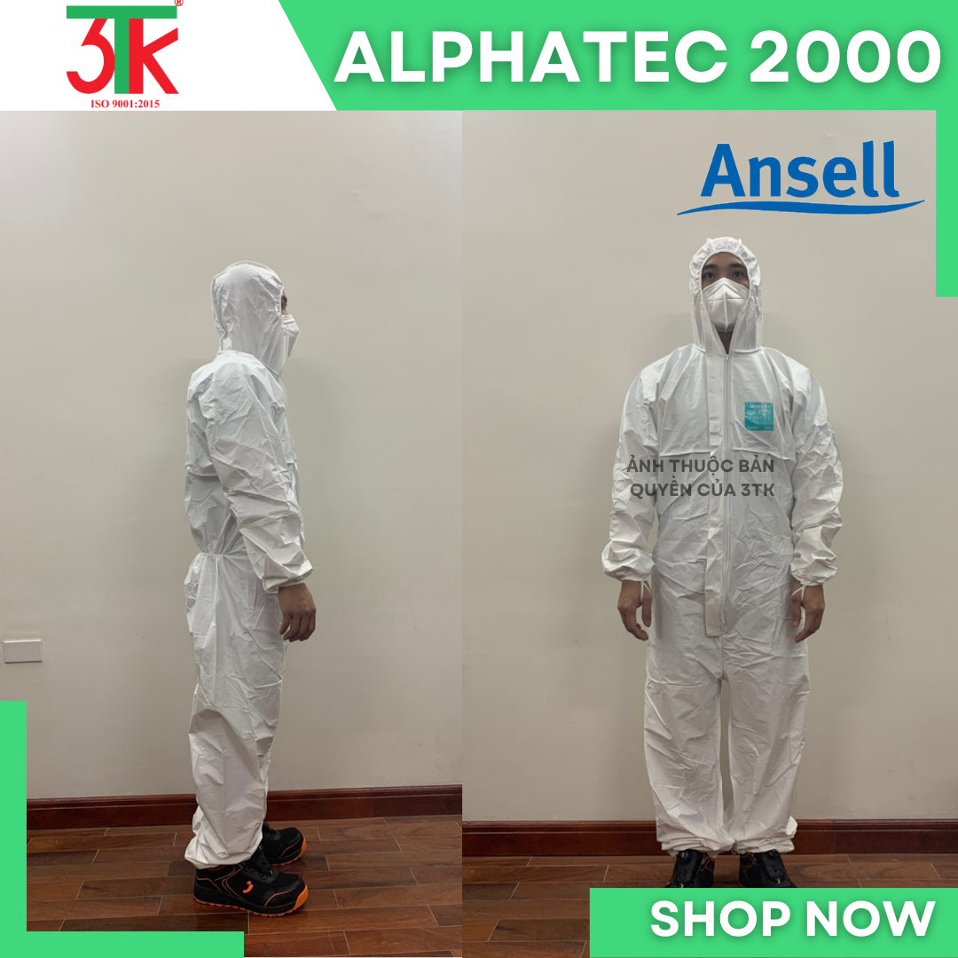 Bộ quần áo bảo hộ  Ansell ALPHATEC 2000 chống hóa chất, quần áo y tế, quần áo phun thuốc trừ sâu