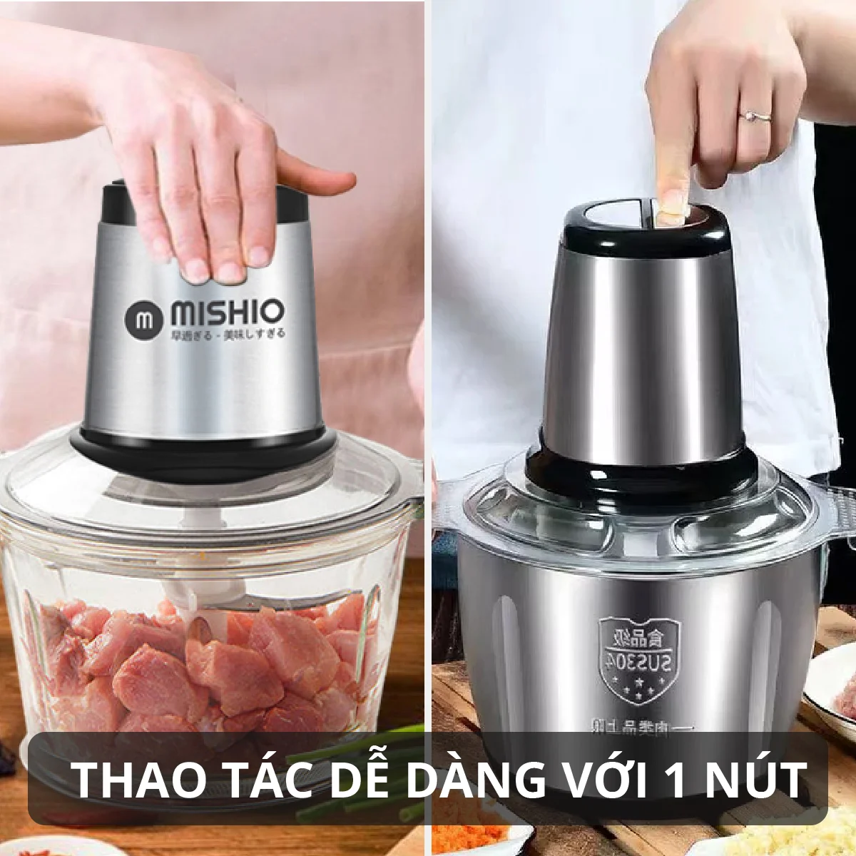 Máy xay thịt đa năng Mishio MK-135 1,8L - Hàng chính hãng