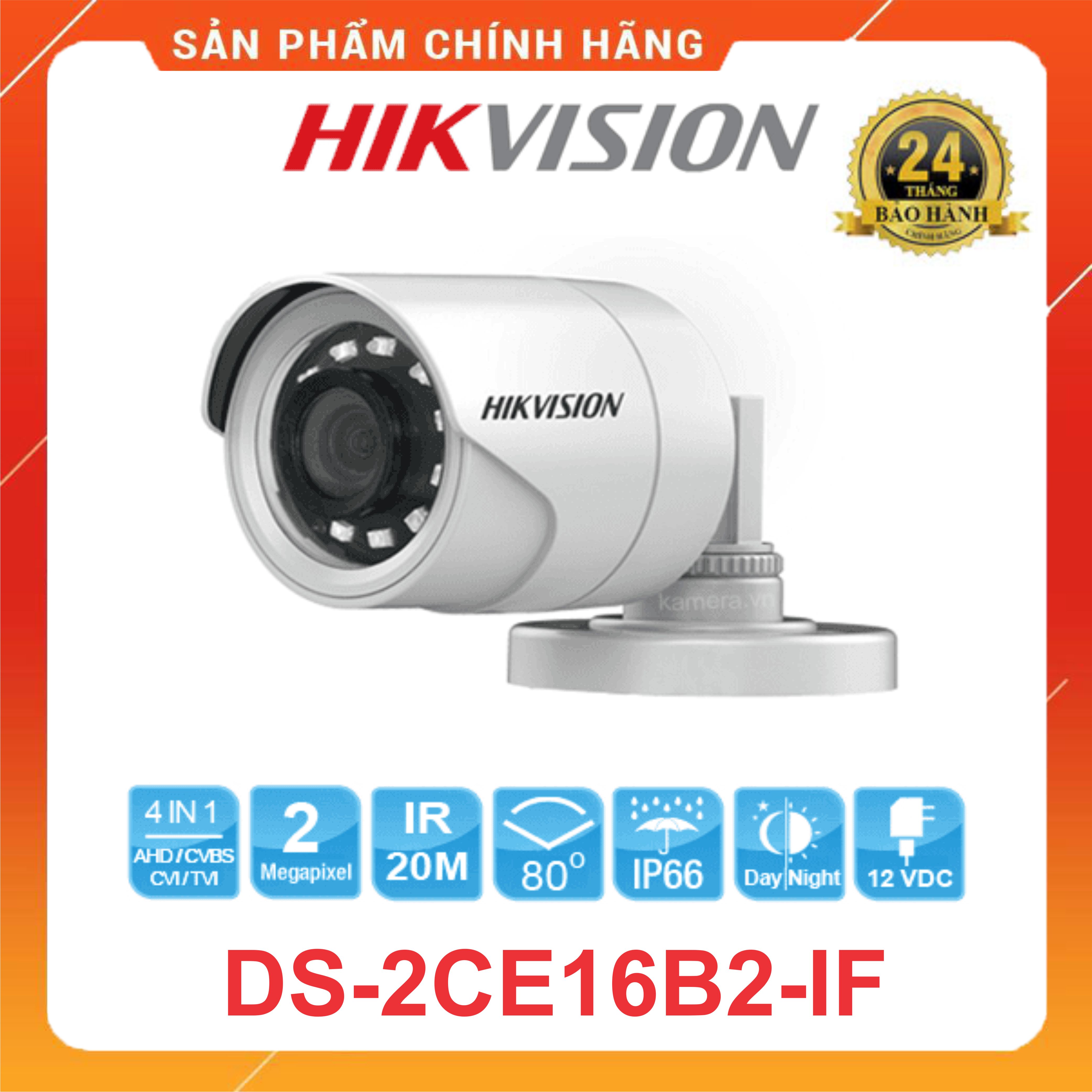 Camera quan sát Hikvision DS-2CE16B2-IF 2Mp, chống nước ngoài trời kết hợp với mọi loại đầu thu- HÀNG CHÍNH HÃNG