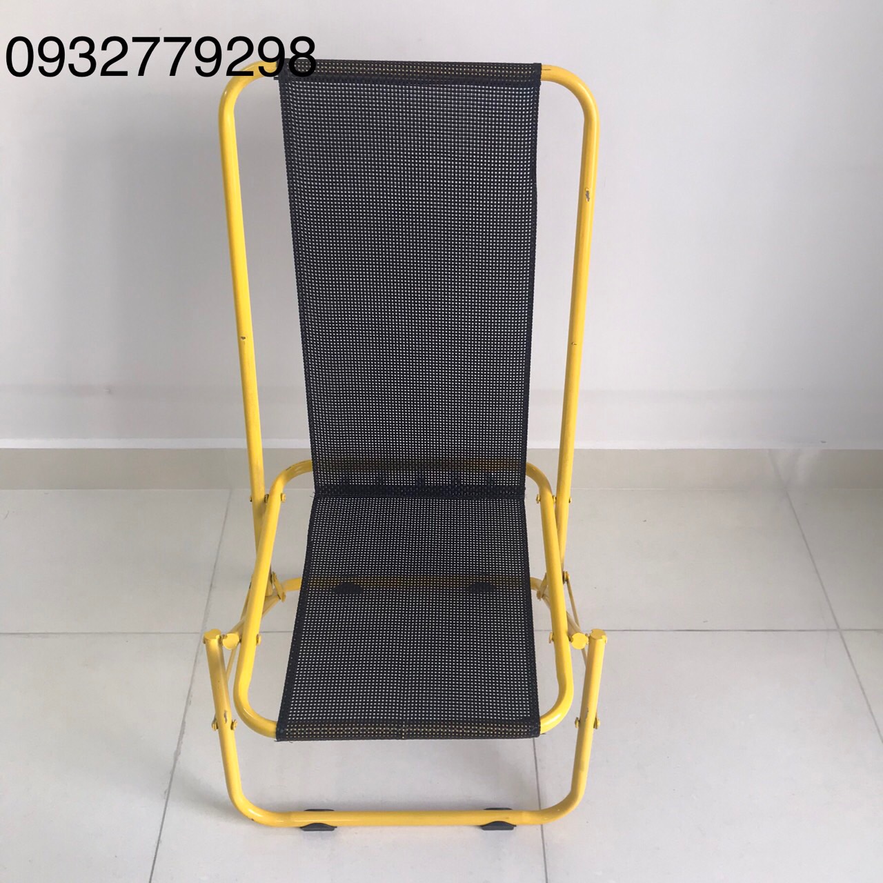 Ghế xếp lưới cao 90cm (khung thép sơn tĩnh điện) - Vàng