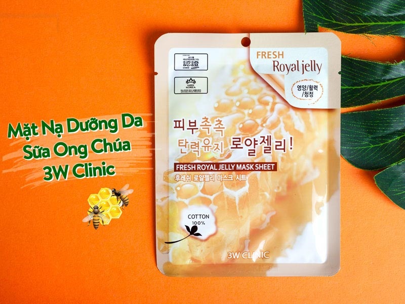 Combo 5 Mặt nạ chiết xuất sữa ong chúa 3W Clinic Fresh Royal Jelly Mask Sheet 23ml x 5