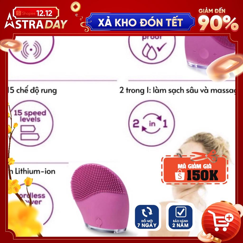 Máy rửa mặt massage nâng cơ chính hãng Beurer FC49 công nghệ sóng rung siêu âm, 15 tốc độ, chống nước,