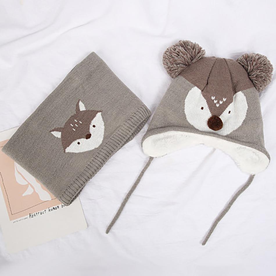 2 Cái/lốc Cho Bé Mùa Đông Mũ Khăn Choàng Cho Bé Hoạt Hình Cáo Nắp Ấm Cho Trẻ Khăn Quàng Cho Bộ Đồ Bé Trai Nhung Mũ Găng Tay cô Gái