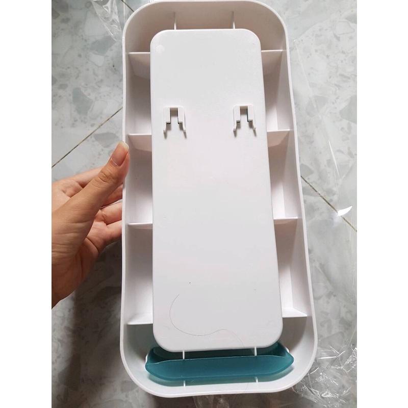 Ống đũa treo tường đựng đũa thìa dán tường xoay 360 độ có khay thoát nước, dụng cụ phòng bếp siêu tiện lợi