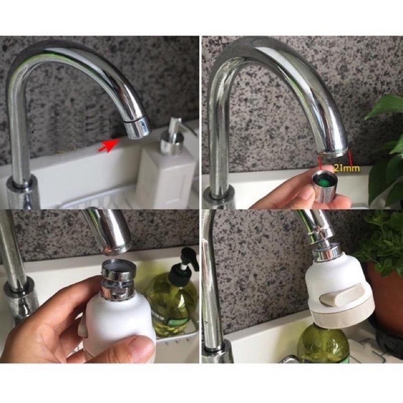 Đầu vòi rửa chén tăng áp xoay 360• điều chỉnh 3 chế độ phun nước.