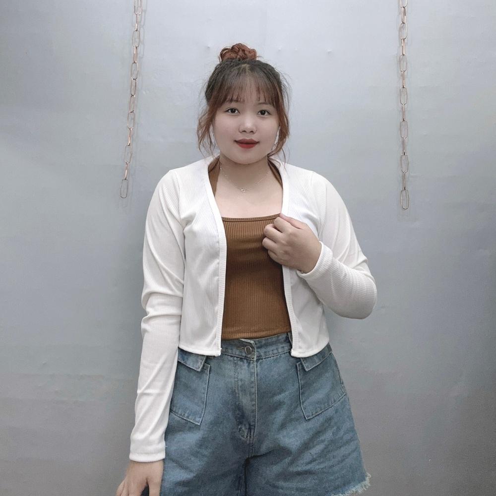 Áo khoác cardigan bigsize nữ thun gân cao cấp, Áo khoác ngoài dnags lửng Chuppy 58-95kg BIGSIZE CÔ NHỎ G116 - Màu đen