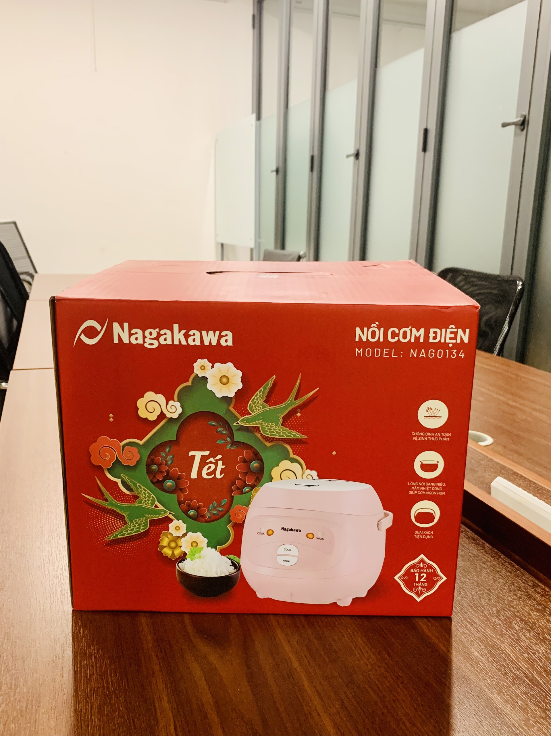 Nồi Cơm Điện Mini Nagakawa NAG0134 Hồng Trắng - Lòng niêu chống dính- 400W-1L - Hàng Chính Hãng
