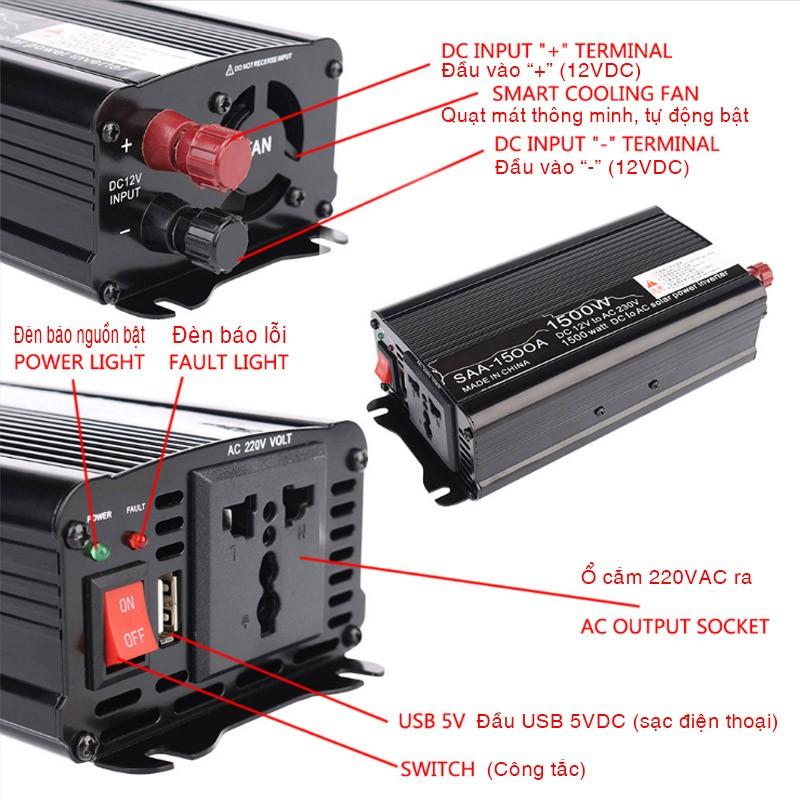 Bộ đổi nguồn điện 12VDC lên 220AVC-15000w