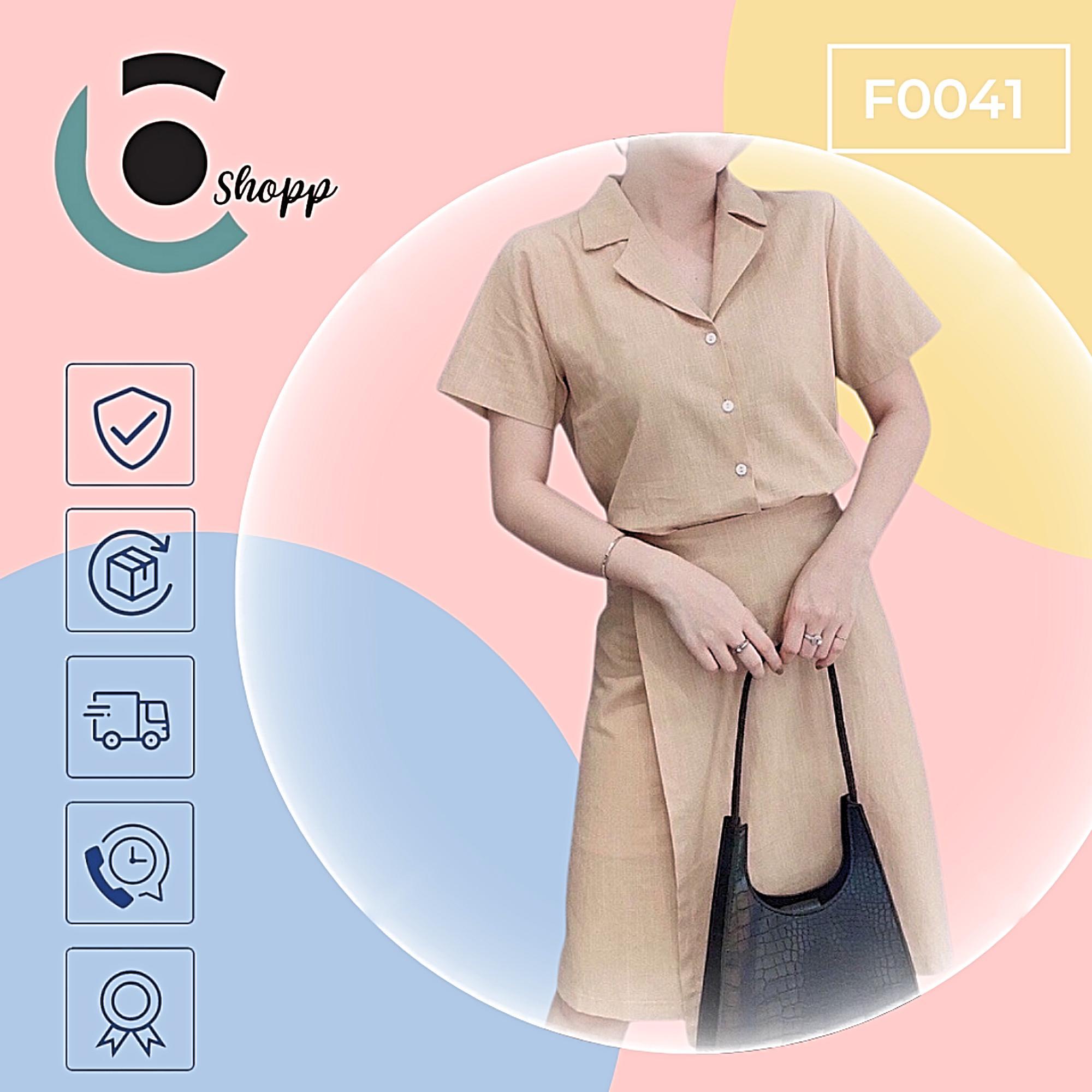 Váy cổ sơ mi đấp tà cao cấp