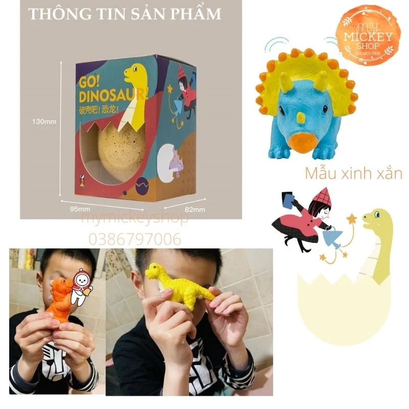 Trò chơi Trứng Khủng Long Tự Nở Trong nước size lớn nhiều mẫu (giao ngẫu nhiên)