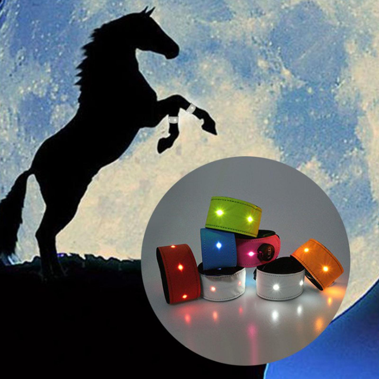 2x Reflective Safety Leg Belt LED Horse Leg Strap Night Cycling Walking Running