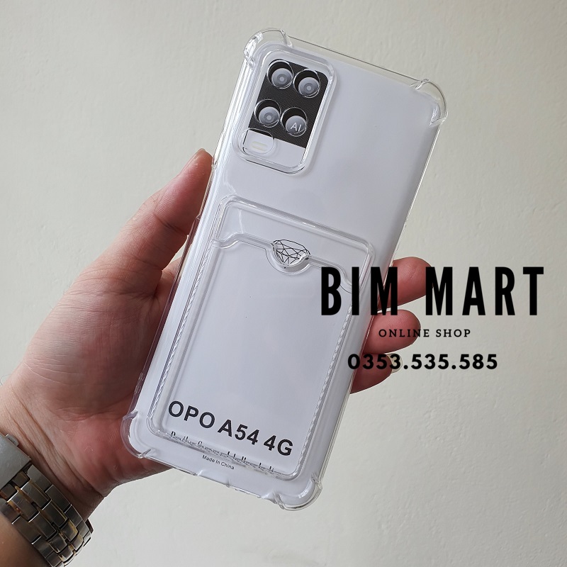 Ốp chống sốc cho OPPO A54 4G silicon trong suốt kèm ngăn ví đựng thẻ
