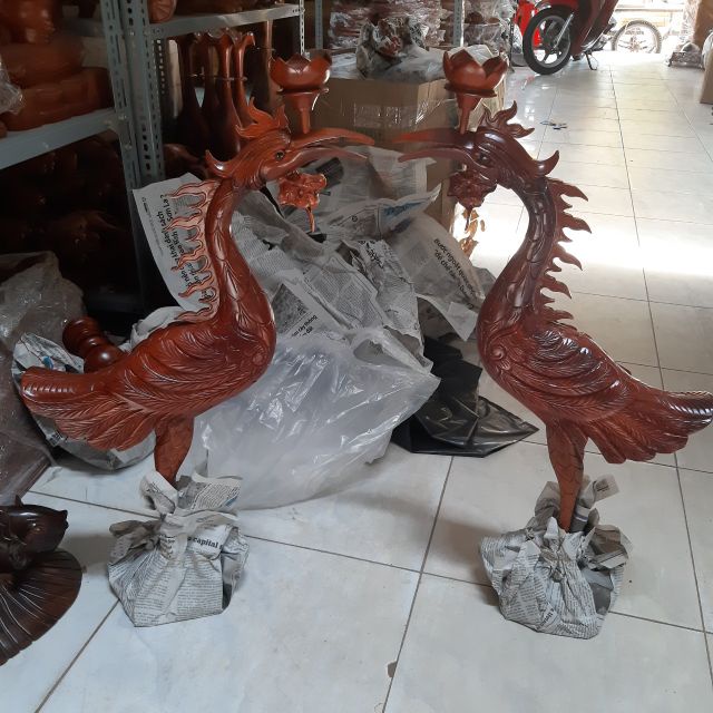 Cặp hạc thờ gỗ hương cao 60cm