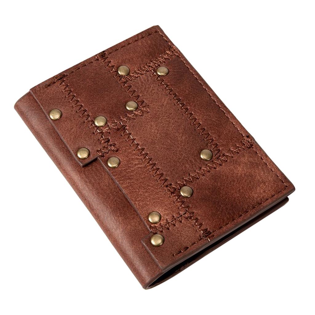 Brown PU Leather Small Billfold Slim Wallet Credit Cards ID Money