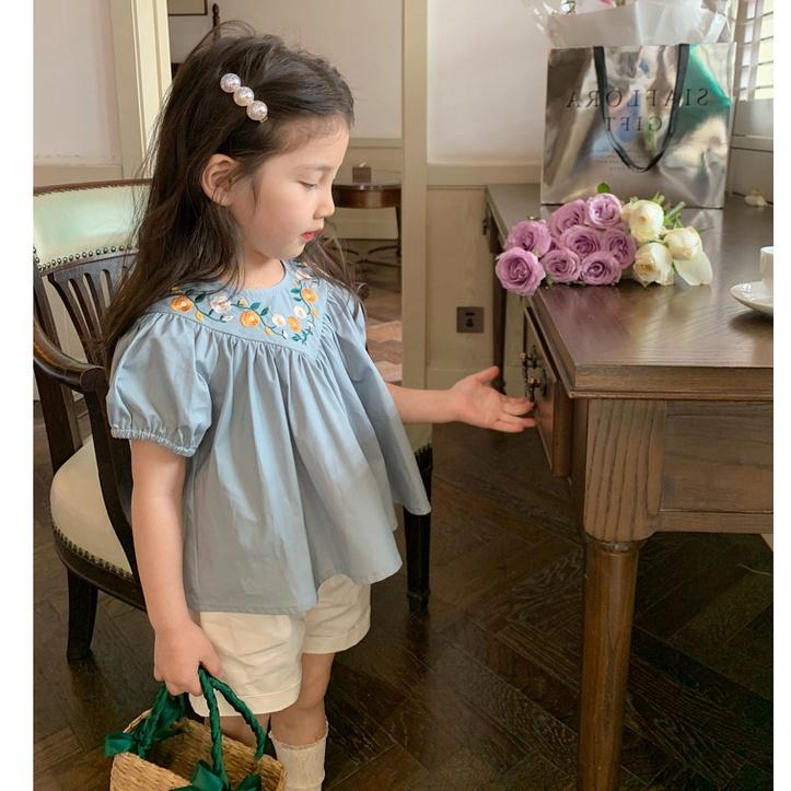 [64:H18] Set quần áo mùa hè thêu hoa vintage cho bé gái (hàng quảng châu)