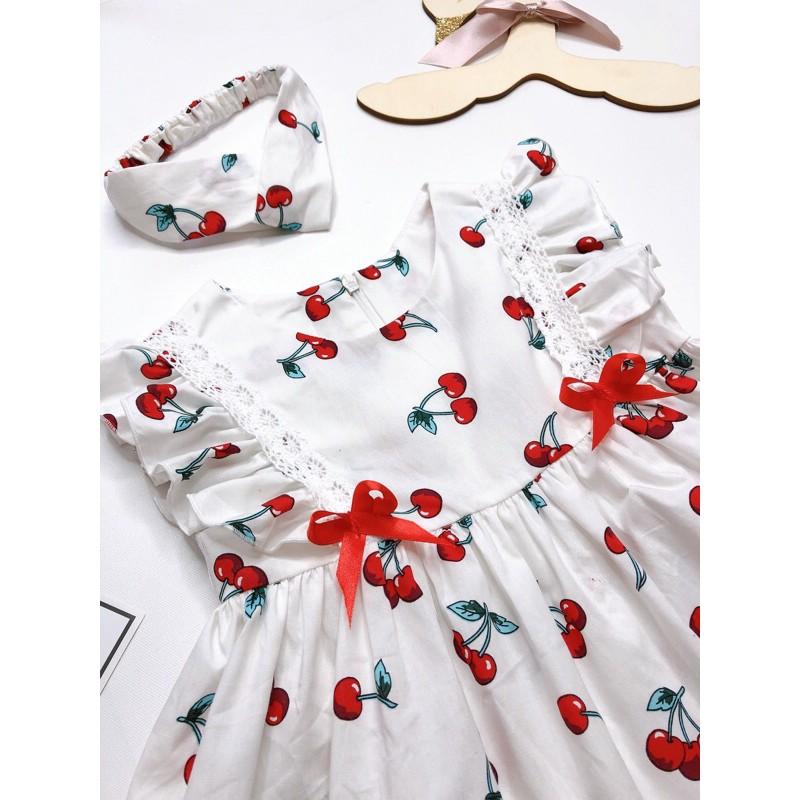 SIÊU PHẨM VÁY Trắng hoan tiết Cherry cho bé