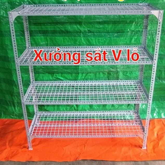 kệ sắt v lỗ ( lưới sắt ô vuông) Rộng 20cm x Dài 1m ( CAO 60-80-1m-1,2m-1,5m) 2,3,4 TẦNG