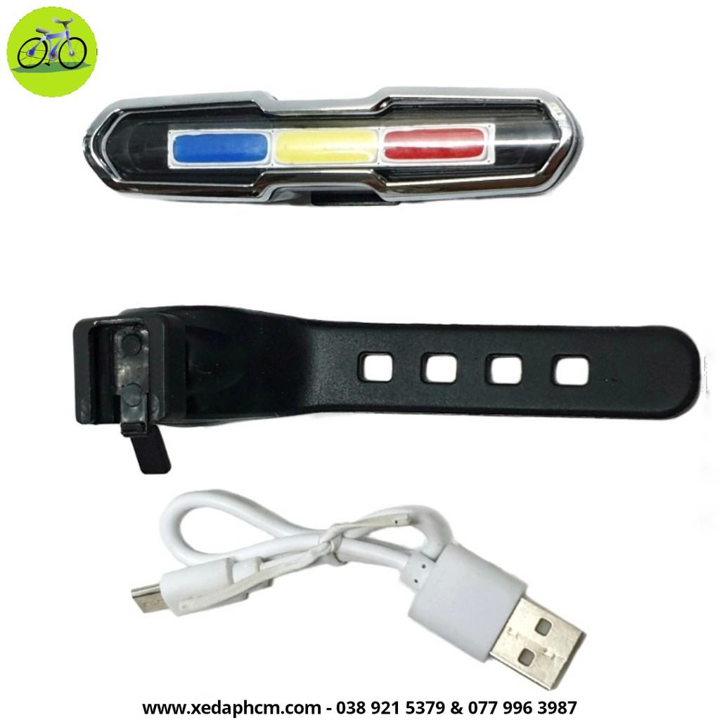 Đèn đuôi xe đạp 3 màu siêu sáng cáp sạc USB