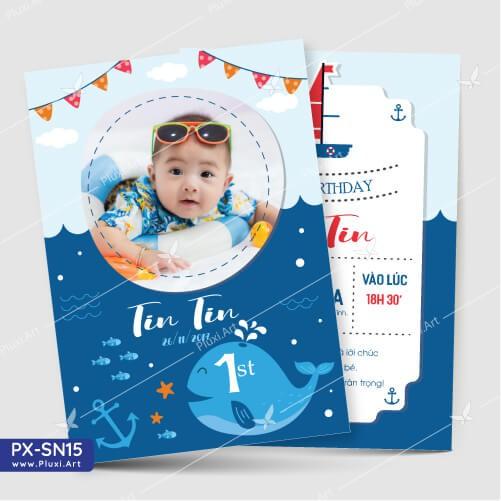 Thiệp thôi nôi – sinh nhật theo yêu cầu Pluxi