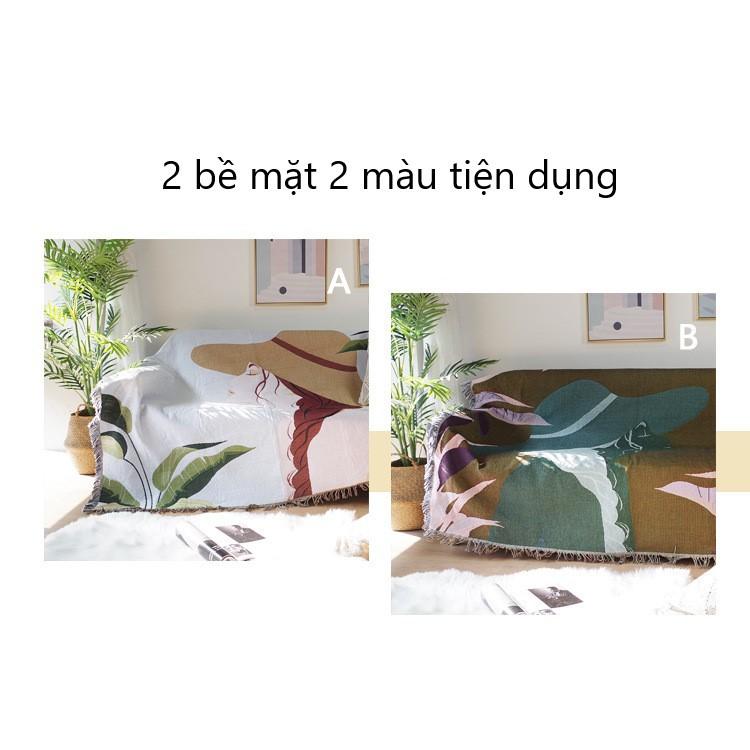 Thảm Phủ Sofa Họa Tiết Tranh Cô Gái 130x160cm