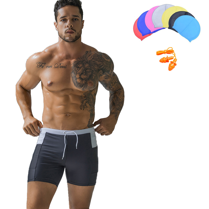 Quần Bơi Nam Boxer Có Túi CLEACCO DEENYT Chất Liệu Nylon Cao Cấp , Chống Thấm , Nhanh Khô Form Fitness Thời Trang (Tặng kèm nón bơi + bịt tai silicon) - Hàng Chính Hãng