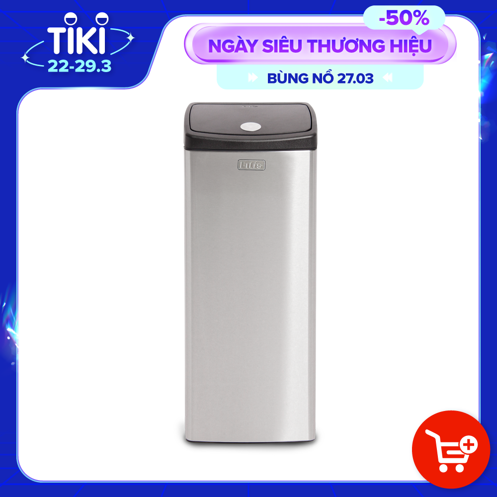 Thùng rác inox FITIS nhấn vuông lớn STL1-901 - inox - 22L