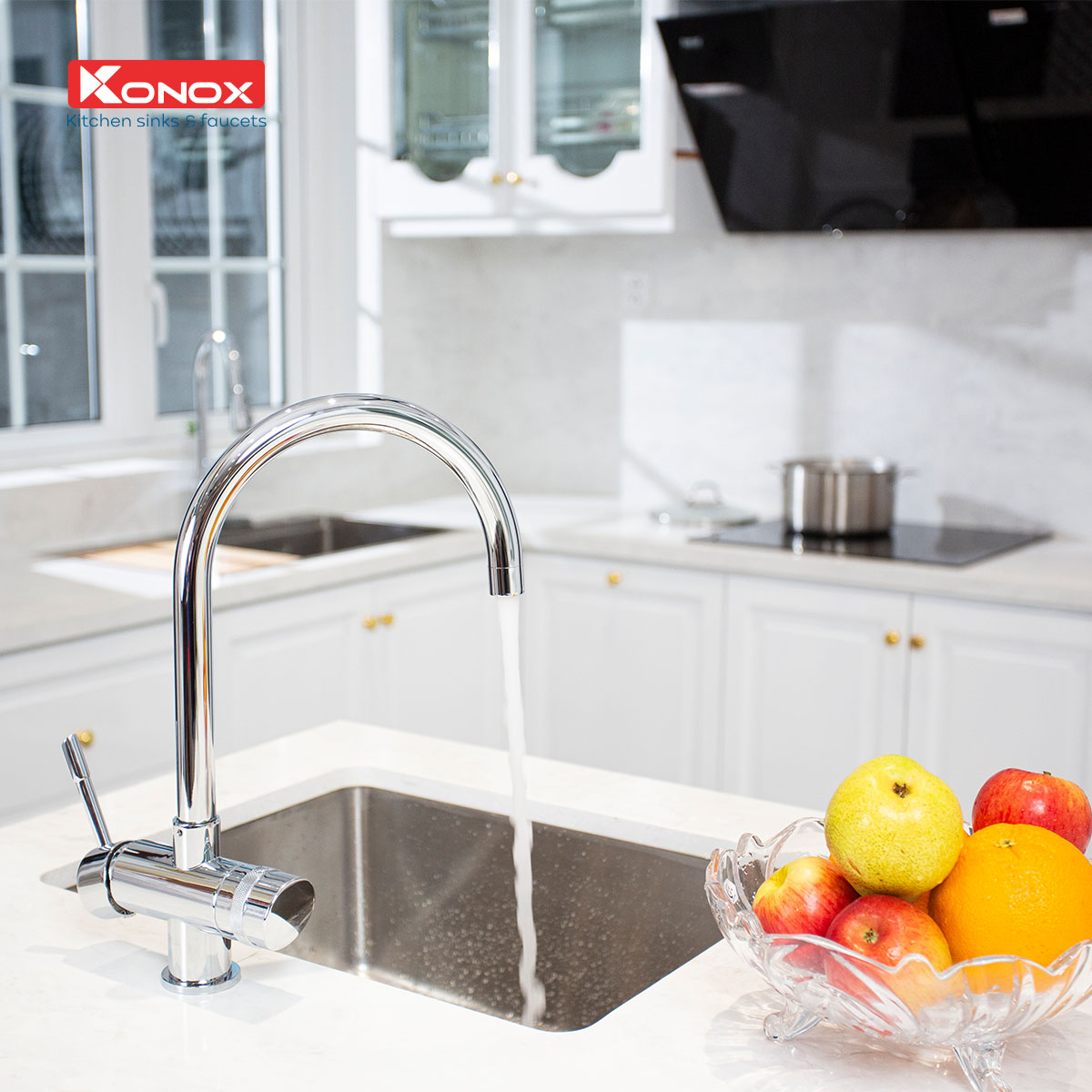 Vòi rửa bát kết hợp Konox, Model RO Trim-Water, Inox 304AISI tiêu chuẩn châu Âu, Hàng chính hãng