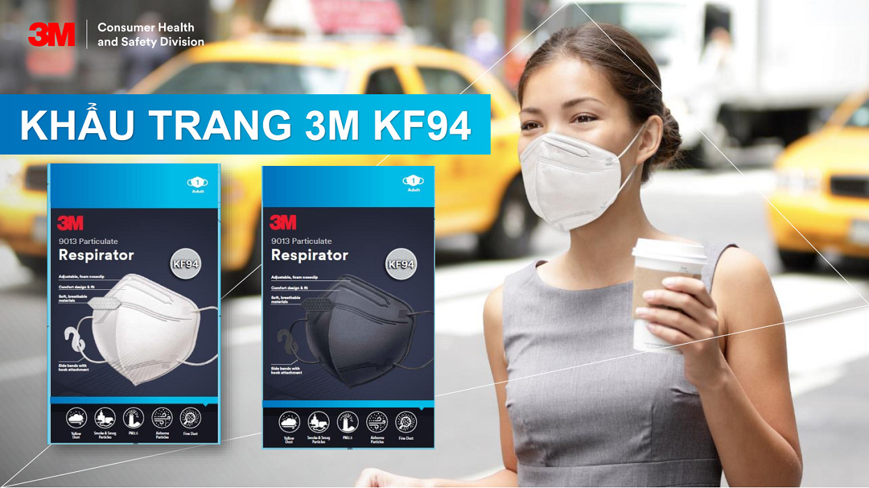 Khẩu trang chống bụi và kháng khuẩn 3M 9013 đạt chuẩn KF94 - Màu Trắng