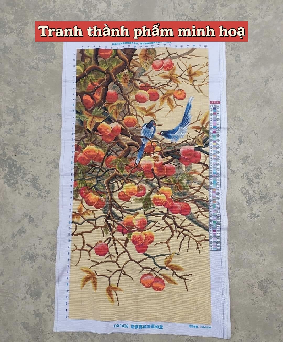 Tranh thêu kín chữ thập Quả hồng DX1438, kích thước 60 x 115 cm