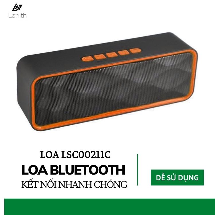 Loa Bluetooth SC211 LANITH - Loa Không Dây Nghe Nhạc Mini - Thiết Kế Nhỏ Gọn, Tiện Lợi - Kết Nối Đa Năng Cho Cả Thẻ Nhớ Và USB - Tặng Kèm Cap Sạc 3 Đầu - Hàng Nhập Khẩu - LSC00211-CAP00001