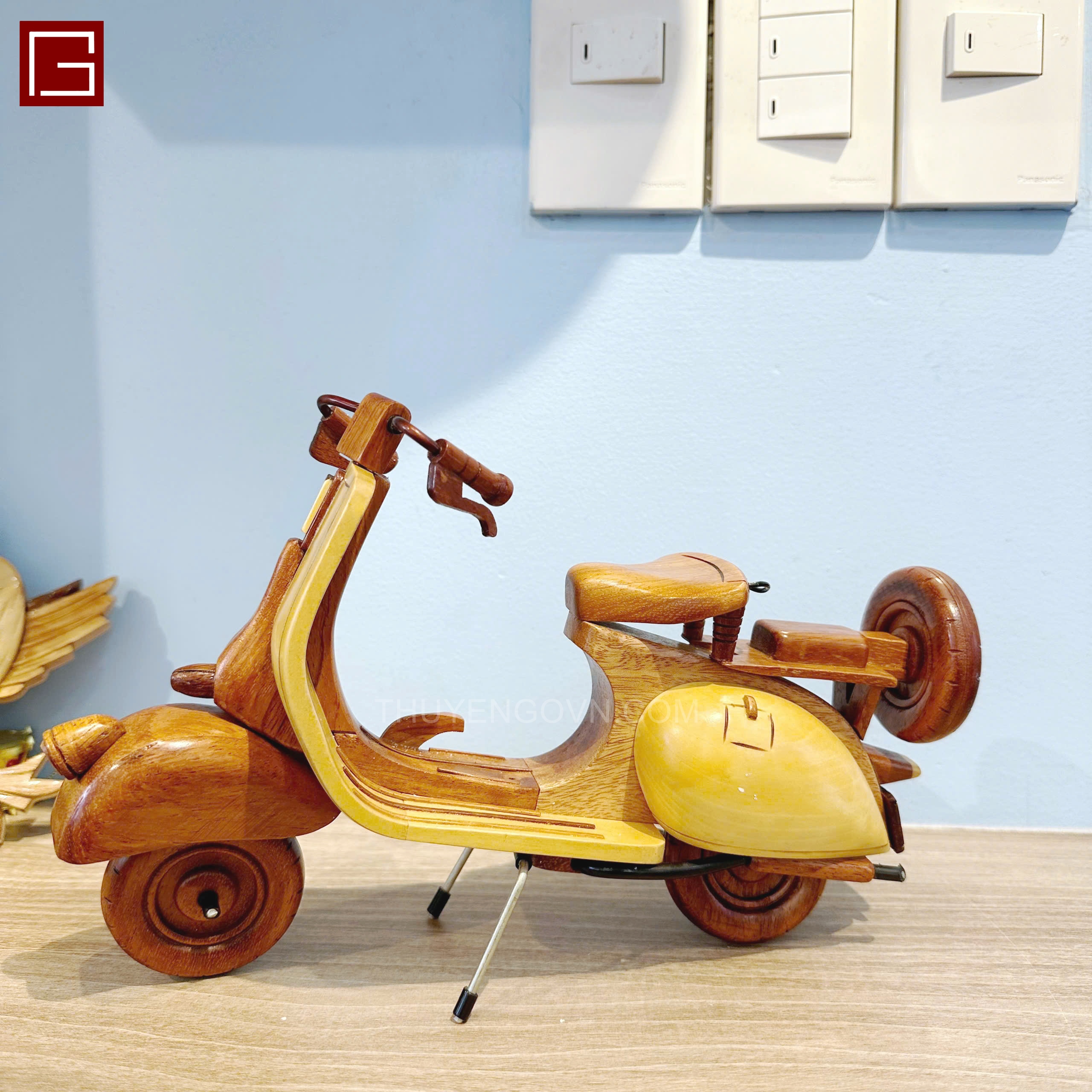 Mô hình xe máy VESPA gỗ tràm, mô hình trang trí, decor phòng học, bàn làm việc, hàng chính hãng chất lượng cao