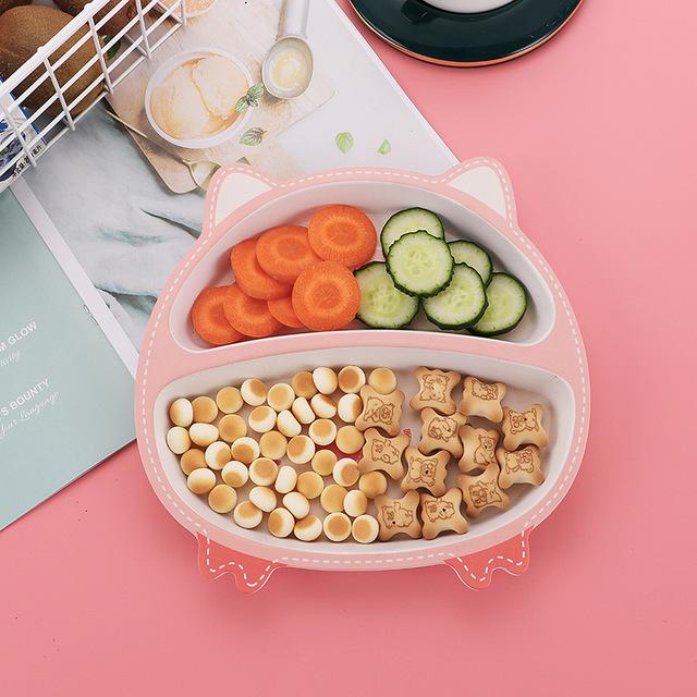 2021 Môi Trường Mới Sợi Tre Tự Nhiên Con Bát Hoạt Hình Ăn Tối Bộ Đồ Ăn Cho Bé Bộ Đồ Ăn Món Ăn
