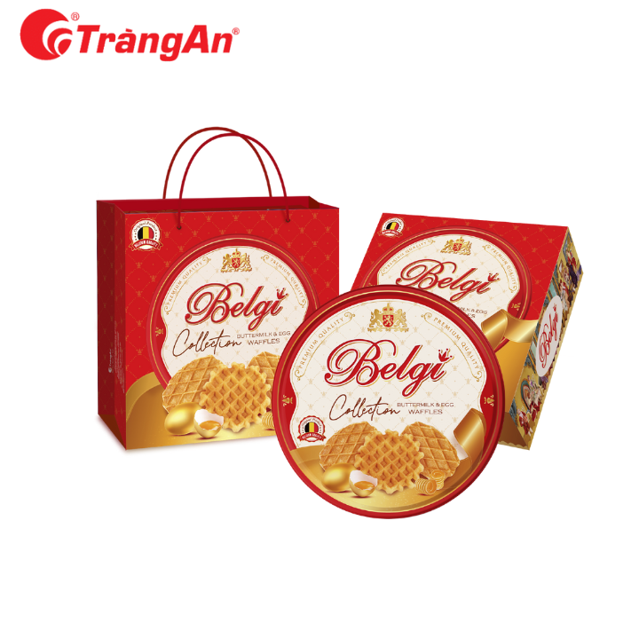 [Mẫu mới] Bánh Belgi Collection 355g, hộp thiếc, tặng kèm túi giấy, thích hợp làm quà biếu tặng