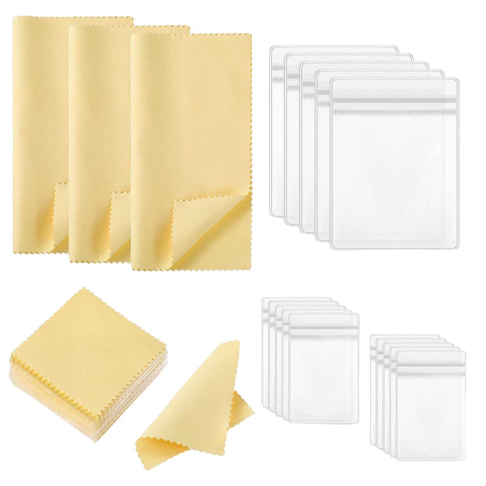 73Pcs Storage Bags Plastic Cleaning Cloth for Platinum Jewelry Silverware Screens