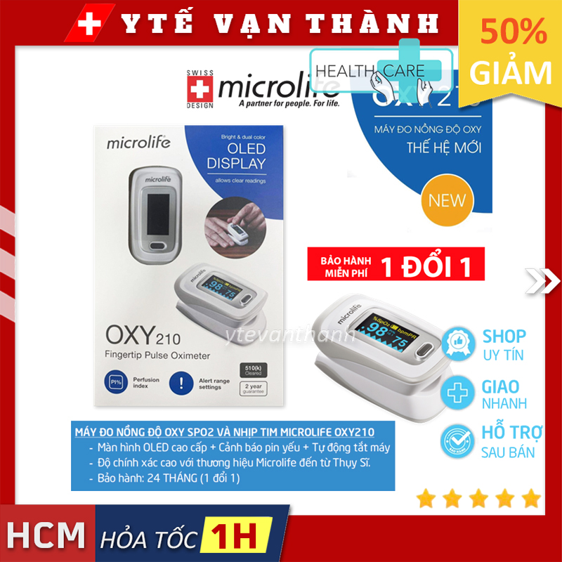 Máy Đo Nồng Độ Oxy SPO2 Và Nhịp Tim Microlife OXY210 (OXY 210) -VT0949