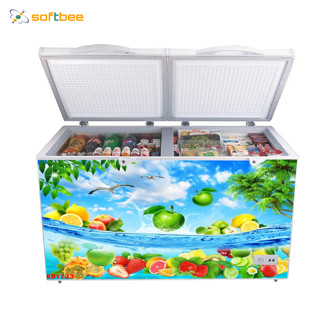 Miếng dán tủ lạnh ngang, in hình hoa quả biển, kích thước 0.9m x 1.5m / miếng