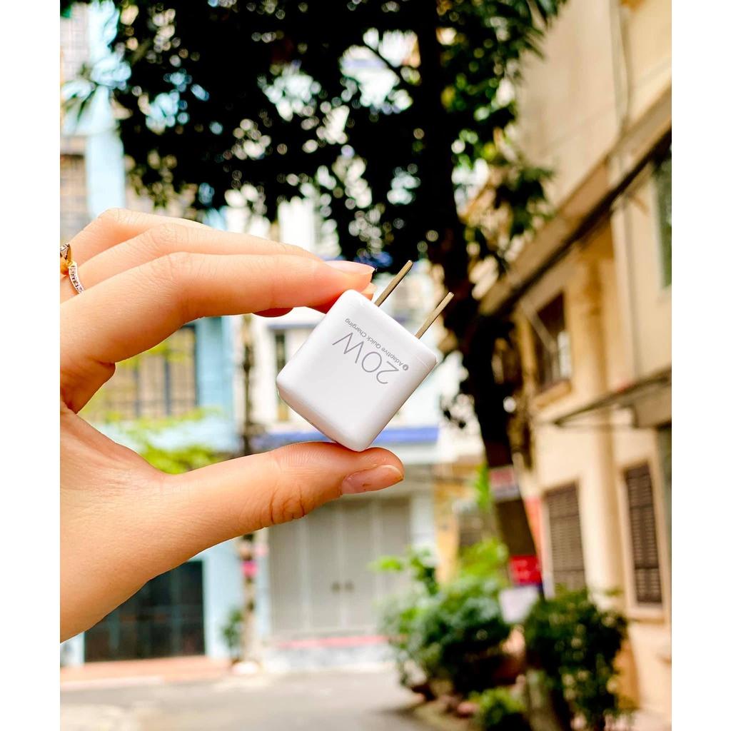 Cóc sạc nhanh PISEN Quick Ice Crystal PD 20W siêu nhỏ , Trắng sứ - Hàng chính hãng