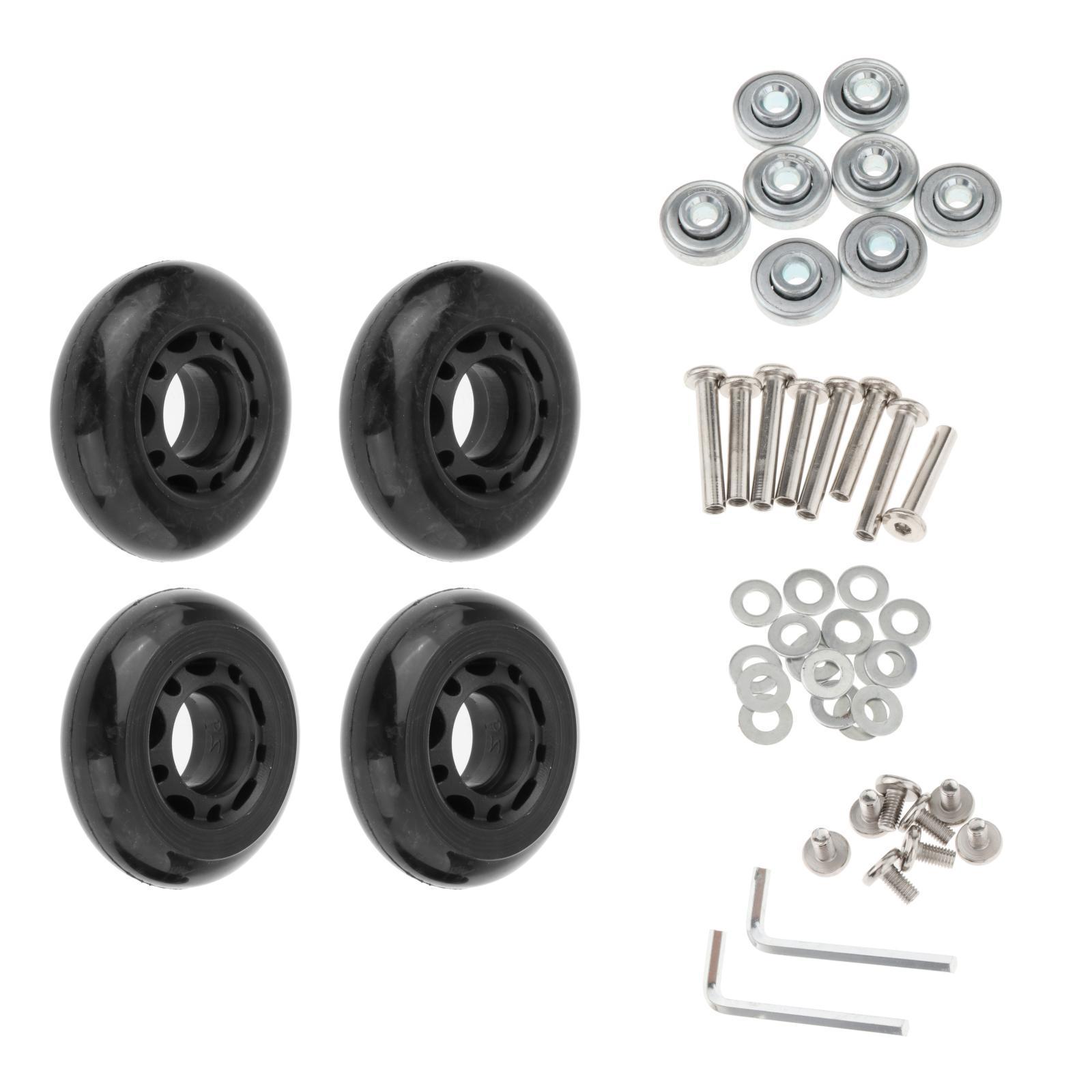 4x Replacement Suitcase Wheels PU Metal Swivel Caster Wheels Repair Set Easy Installation ,Axles Mute Luggage Suitcase Replacement Wheels Set