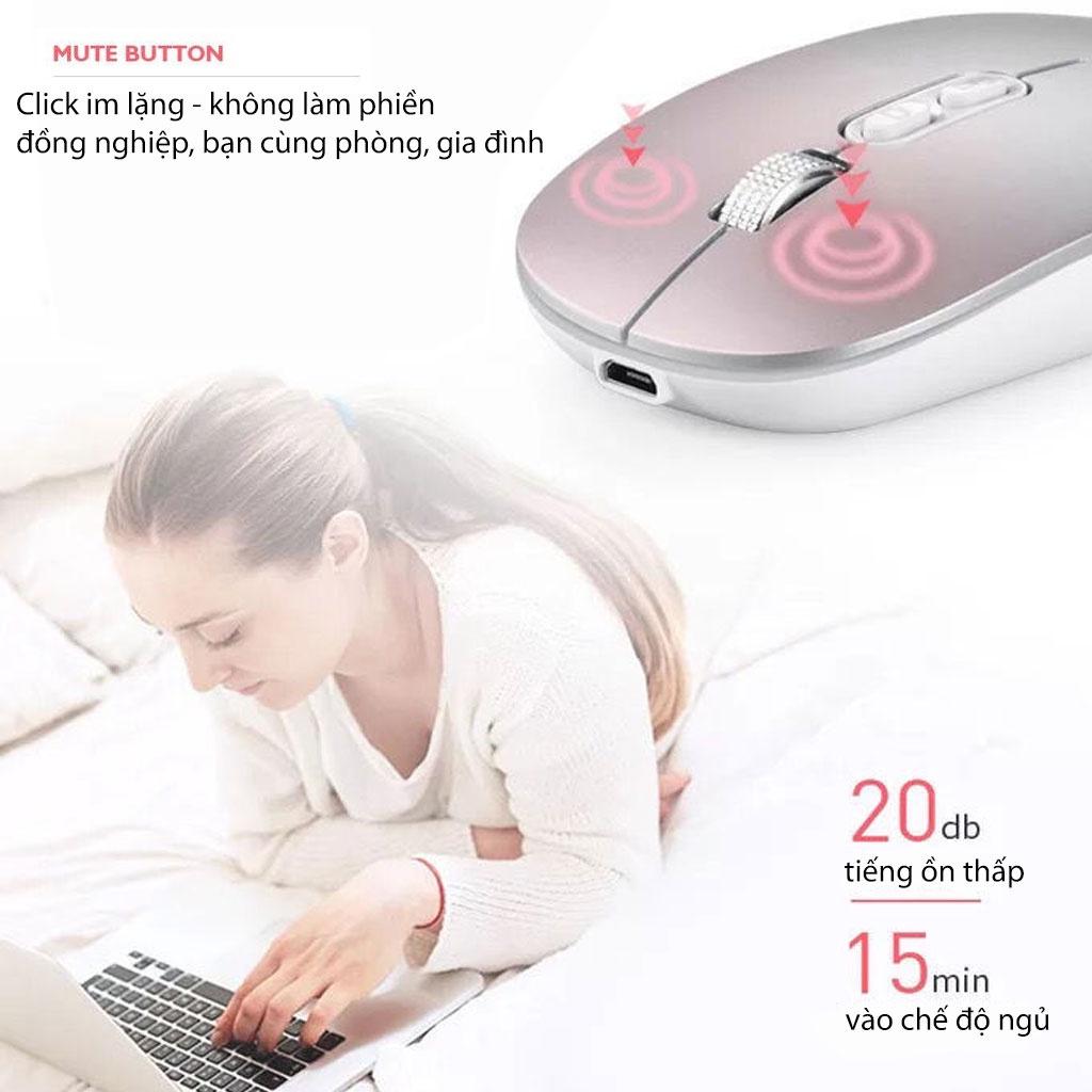 Chuột không dây bluetooth HXSJ M103B sạc pin siêu mỏng không gây tiếng ồn chuyên dùng cho Máy tính, pc, Laptop, Tivi - HÀNG CHÍNH HÃNG