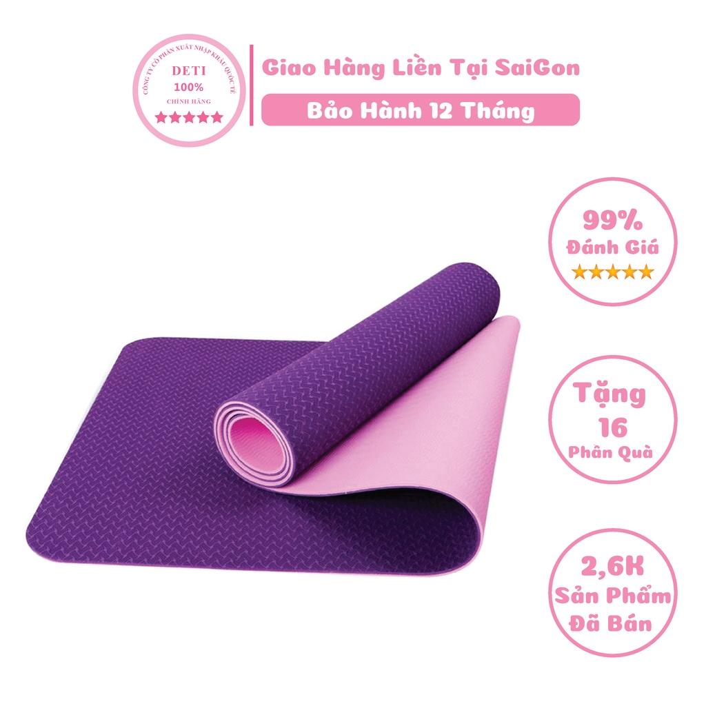 Thảm tập gym yoga chống trượt cao cấp lót thể dục tại nhà tpe 2 lớp 6mm bảo hành 12 tháng