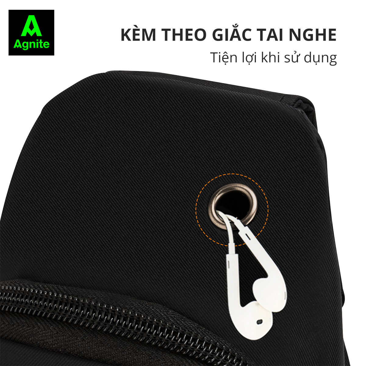 Túi đeo chéo thể thao nam chính hãng Agnite, vải canvas chống nước, nhỏ gọn tiện lợi dễ mang theo - EH1001/EH1002