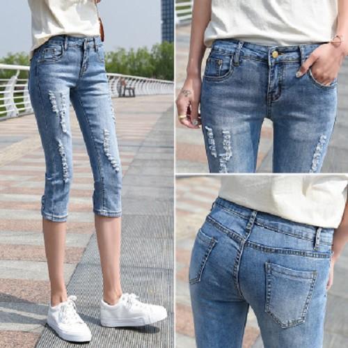 Quần jean lửng co giãn Quảng Châu cho nữ Q082