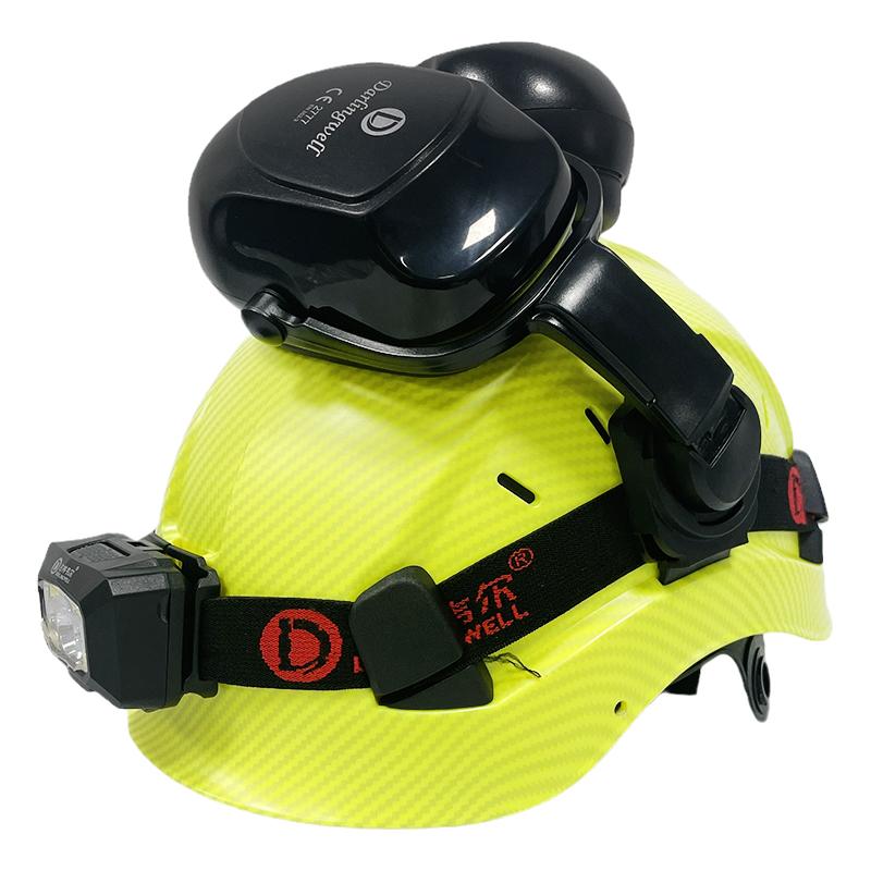 DARLINGWELL CR06X American Safety Helmet With Earmuffs LED Headlight Hard Hat Earmuffs ABS Protective Foresty Industrial