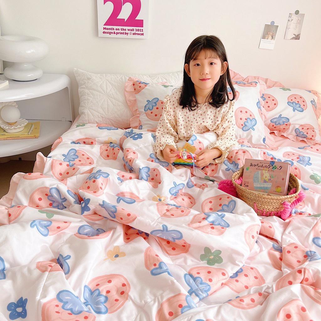 Bộ Chăn Ga Gối Cotton Đũi Bèo 4 món