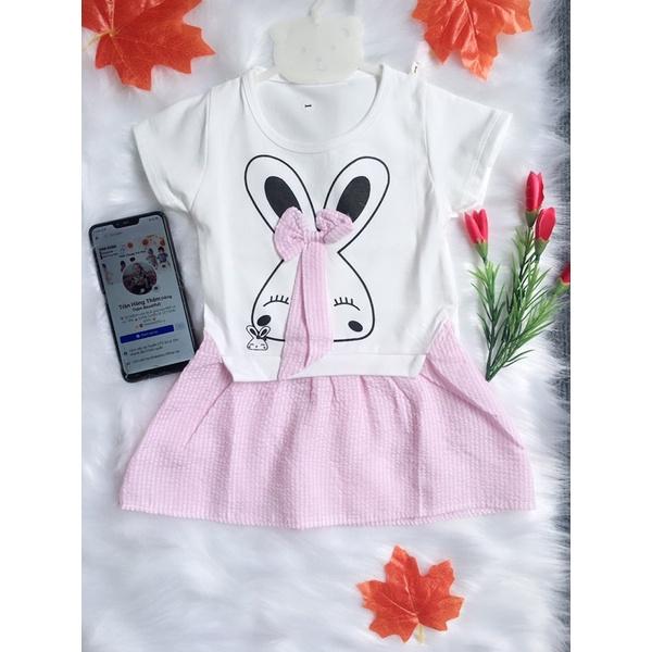 Áo Váy Hình Thỏ Phối Nơ Cực Dễ Thương Cho Bé Gái 6-19kg.