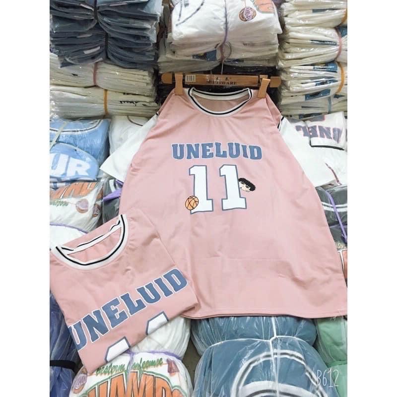 Áo thun phối tanktop bóng rổ nam nữ tay lỡ unisex form rộng Phối số 11 2 màu hồng trắng cực lạ basics tee phông oversize
