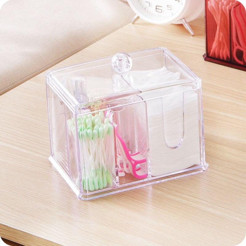 1pc Creative Transparent Acrylic Cotton Swab Box Jewelry Box Desktop Storage Box Box Organizer