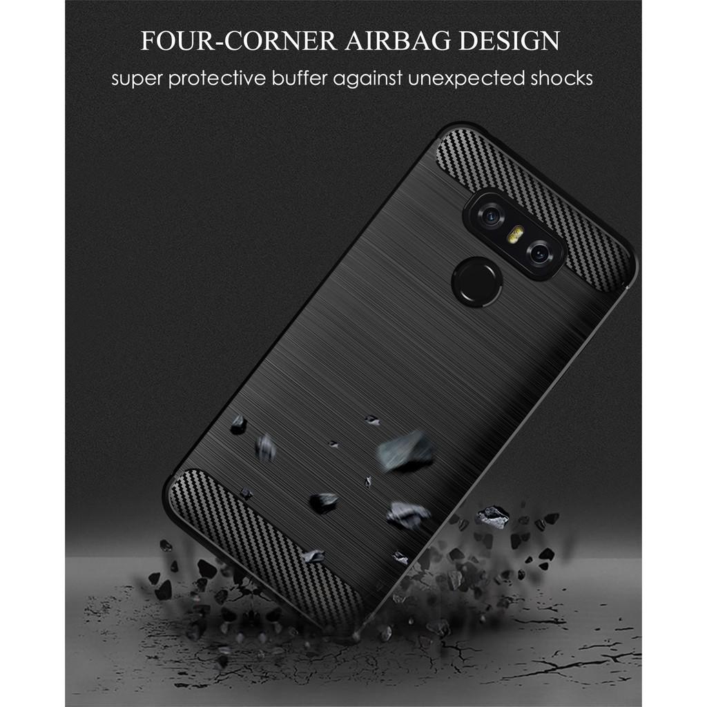 Ốp lưng cho LG G6 G7 G8 G8S V30 V40 V50 V60 dẻo Carbon phay xước chống sốc