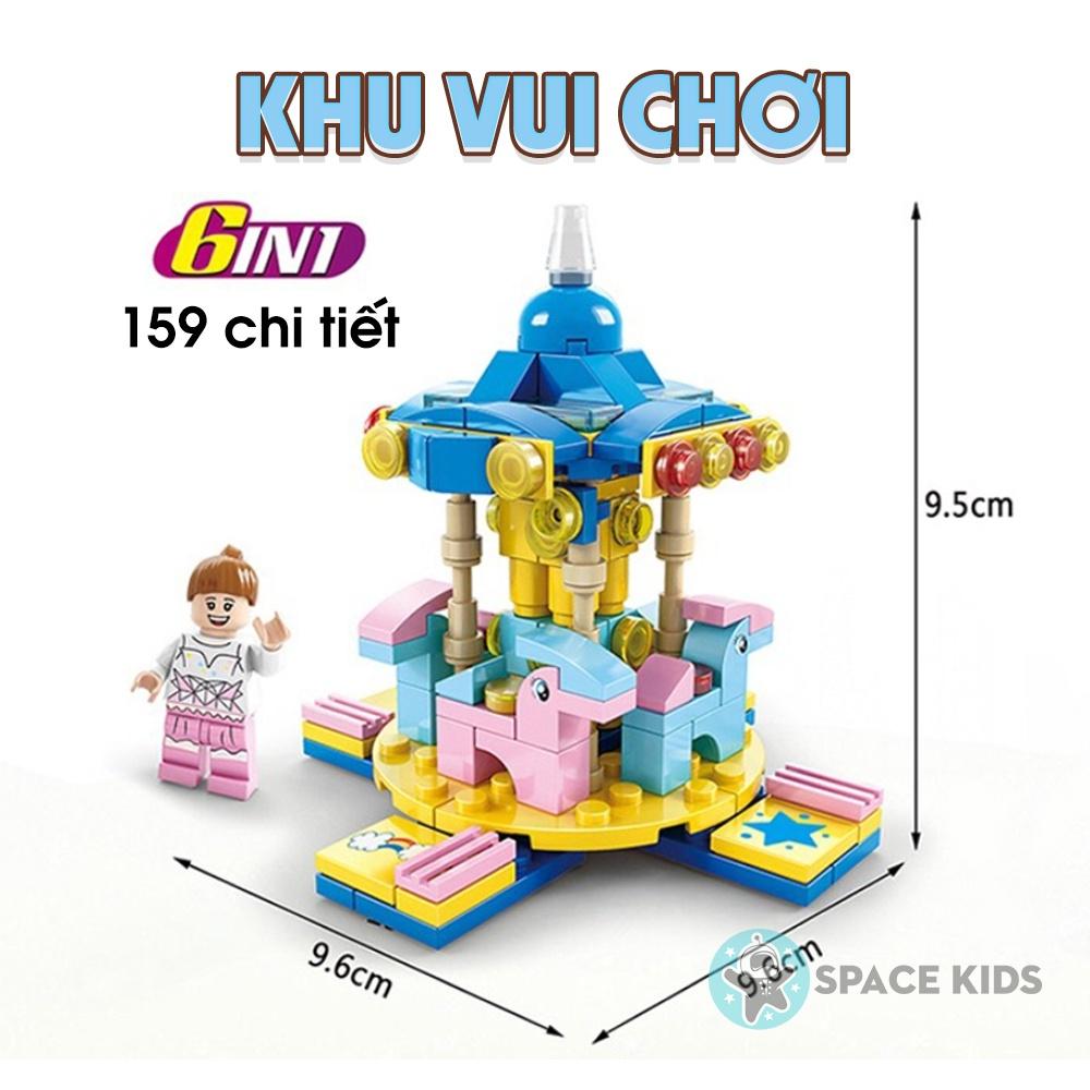 Đồ chơi trẻ em Xếp hình lắp ghép chi tiết 6 trong 1 Khu vui chơi, ghép hình l-e-g-o giá rẻ cho bé